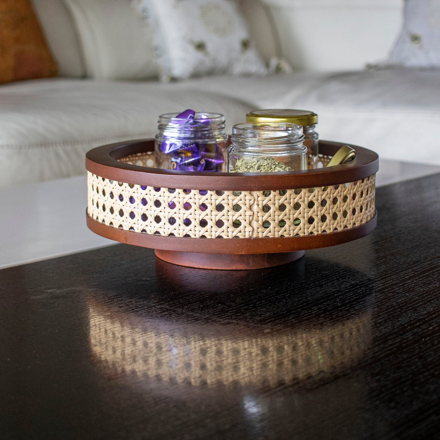 Charakh : Revolving Rattan Storage Trays