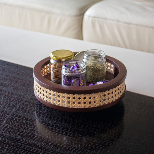 Charakh : Revolving Rattan Storage Trays