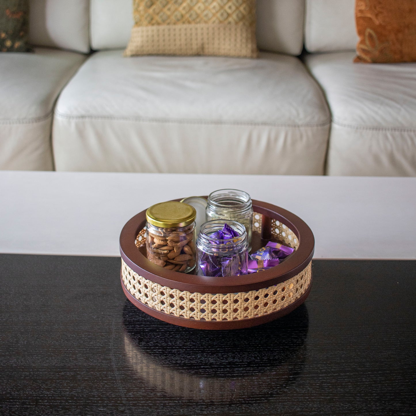 Charakh : Revolving Rattan Storage Trays