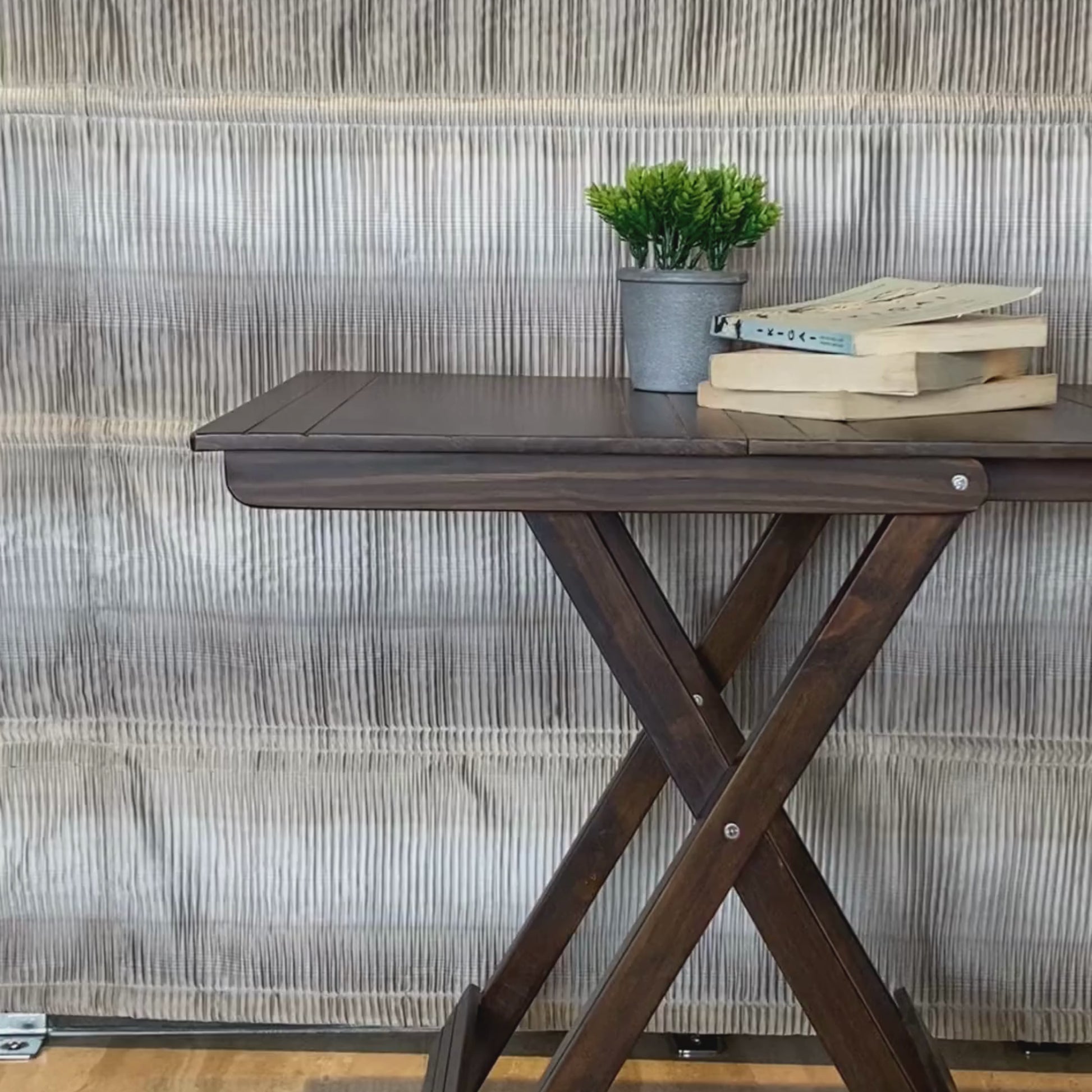 Polished Brown Foldable Coffee Table, Two Feet Height, Comes two Standard sizes. Fully Made of Wood. A small Video of the Product.