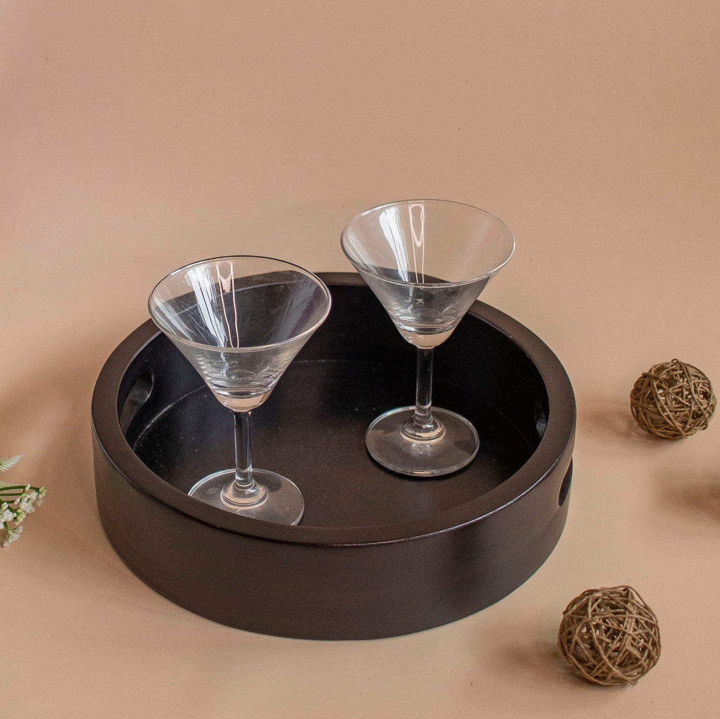 'Bindu' : Circular Wooden Serving Trays - Regular | Ebony Woodcrafts - Ebony WoodcraftsServing Tray