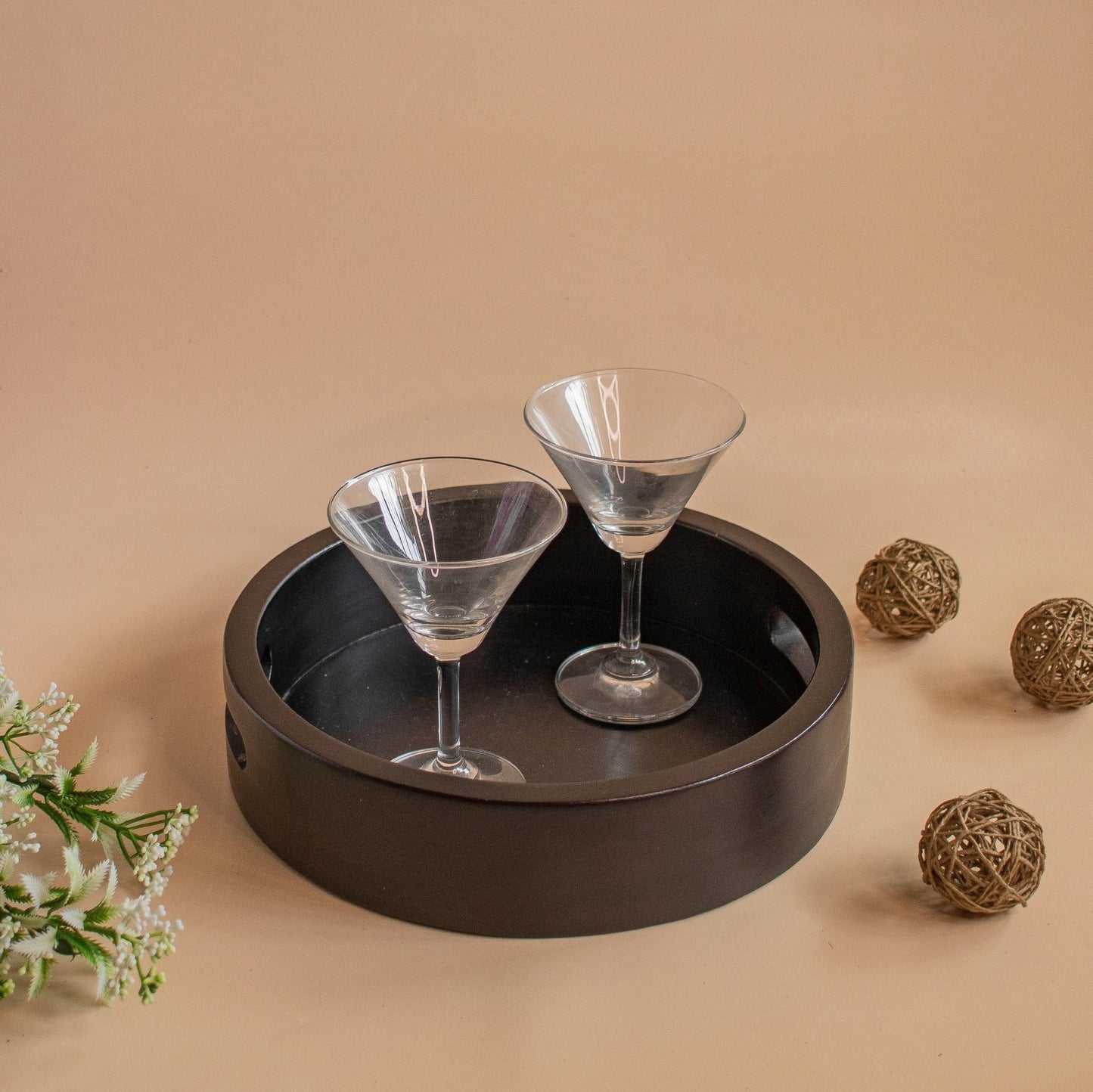 'Bindu' : Circular Wooden Serving Trays - Regular | Ebony Woodcrafts - Ebony WoodcraftsServing Tray
