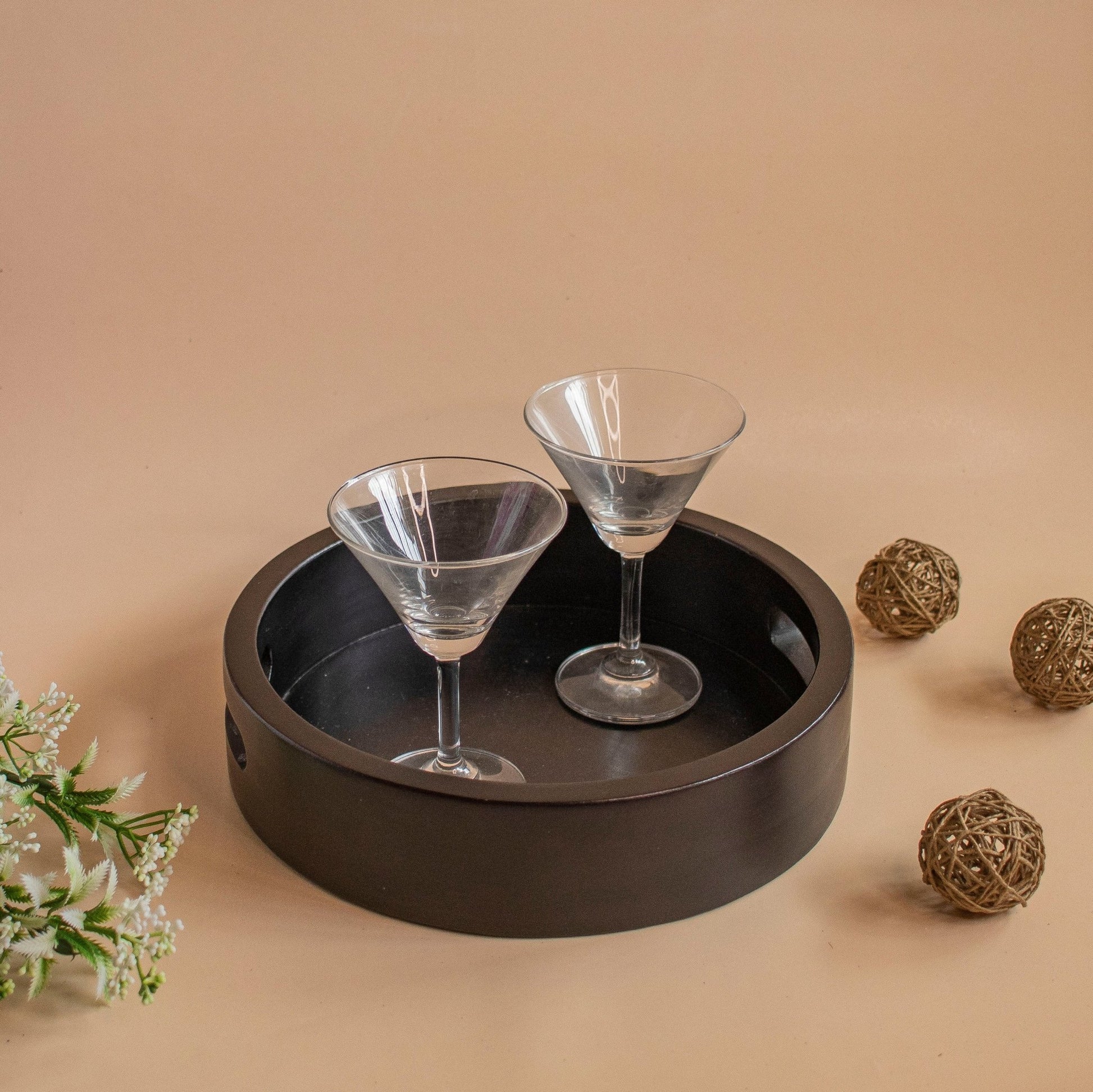 'Bindu' : Circular Wooden Serving Trays - Regular | Ebony Woodcrafts - Ebony WoodcraftsServing Tray