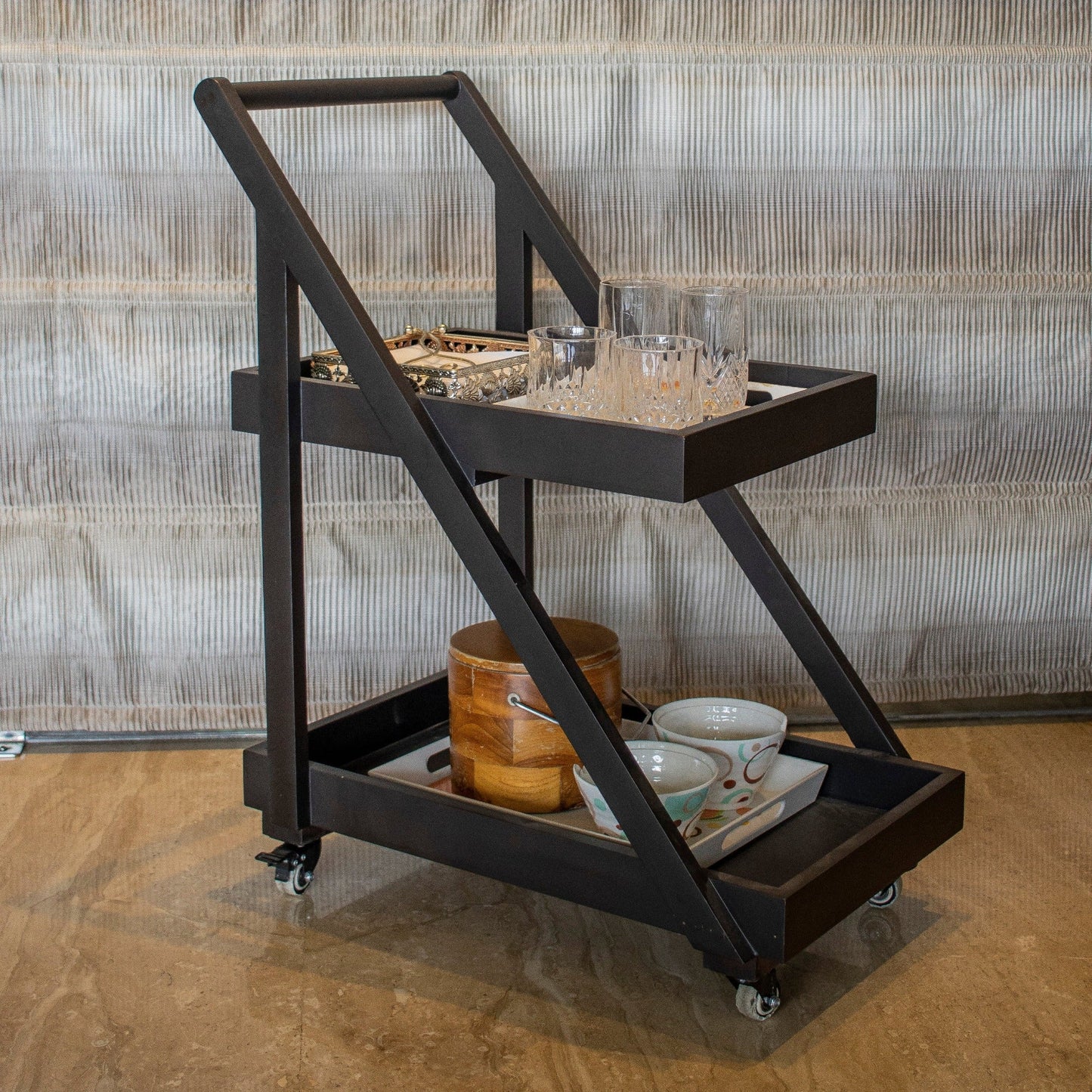Crossbar : Bar Serving Trolleys - Ebony WoodcraftsServing Trolleys