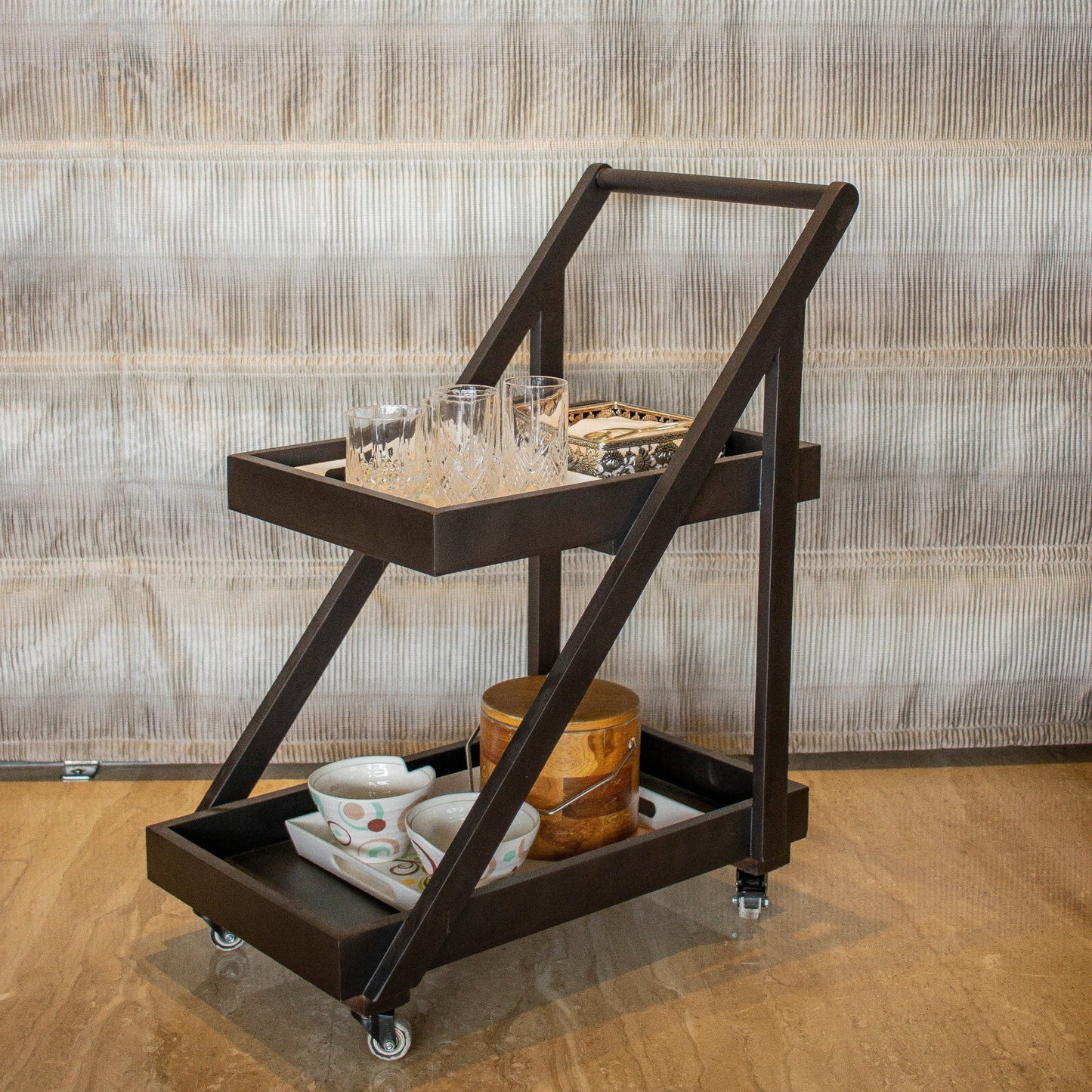 Crossbar : Bar Serving Trolleys - Ebony WoodcraftsServing Trolleys
