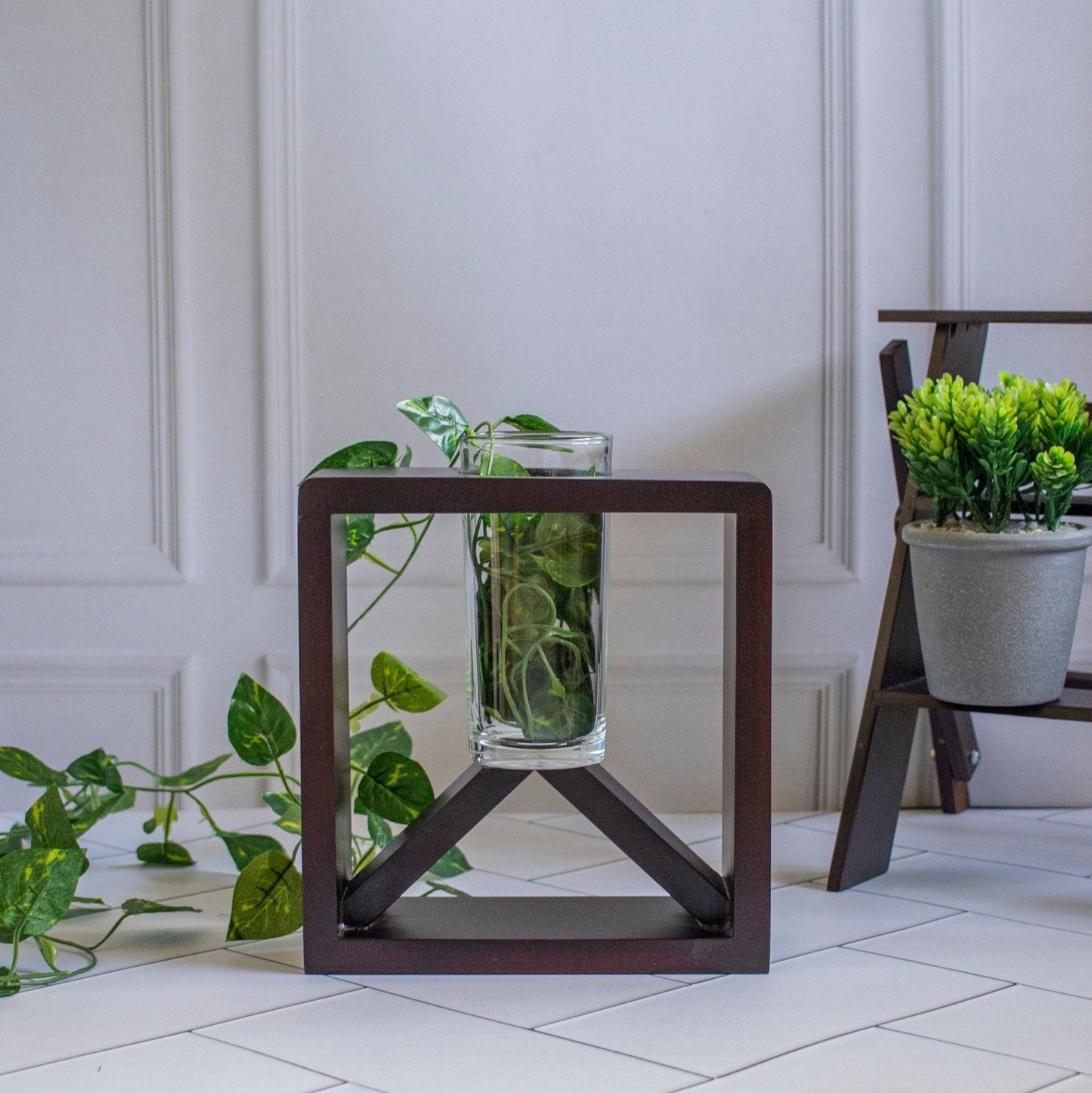 Daulat : Wooden Money-Plant Pot Stand - Ebony WoodcraftsPlanter Holders