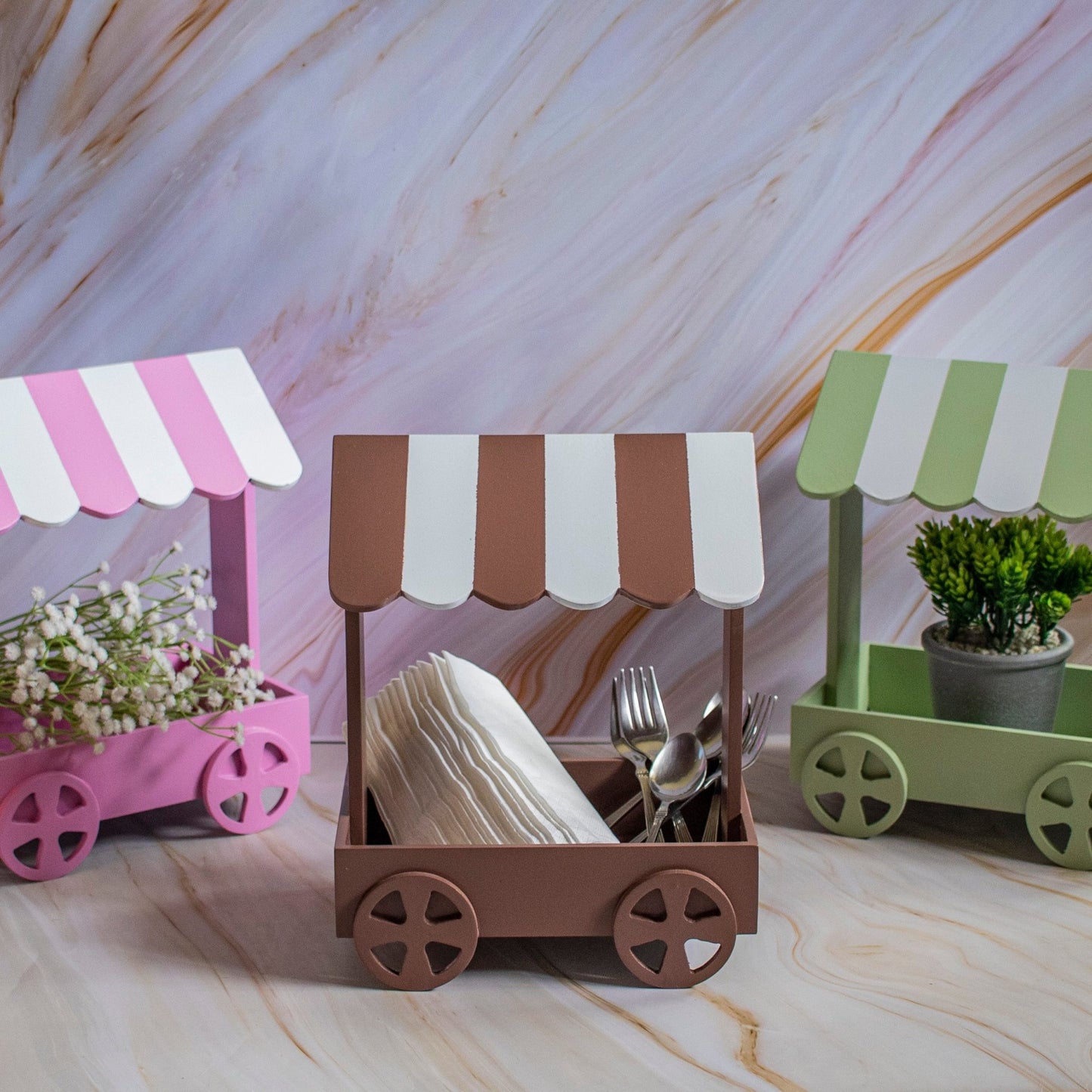 Ice 'Cream'y Memories: Salt and Pepper Cart - Ebony WoodcraftsNapkin Holders & Dispensers