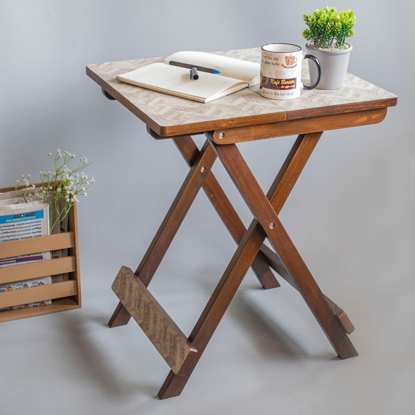 Kashmiri : Wooden Fodable Tables With Textured Finish - Ebony WoodcraftsFolding Tables, Side Tables, End Table