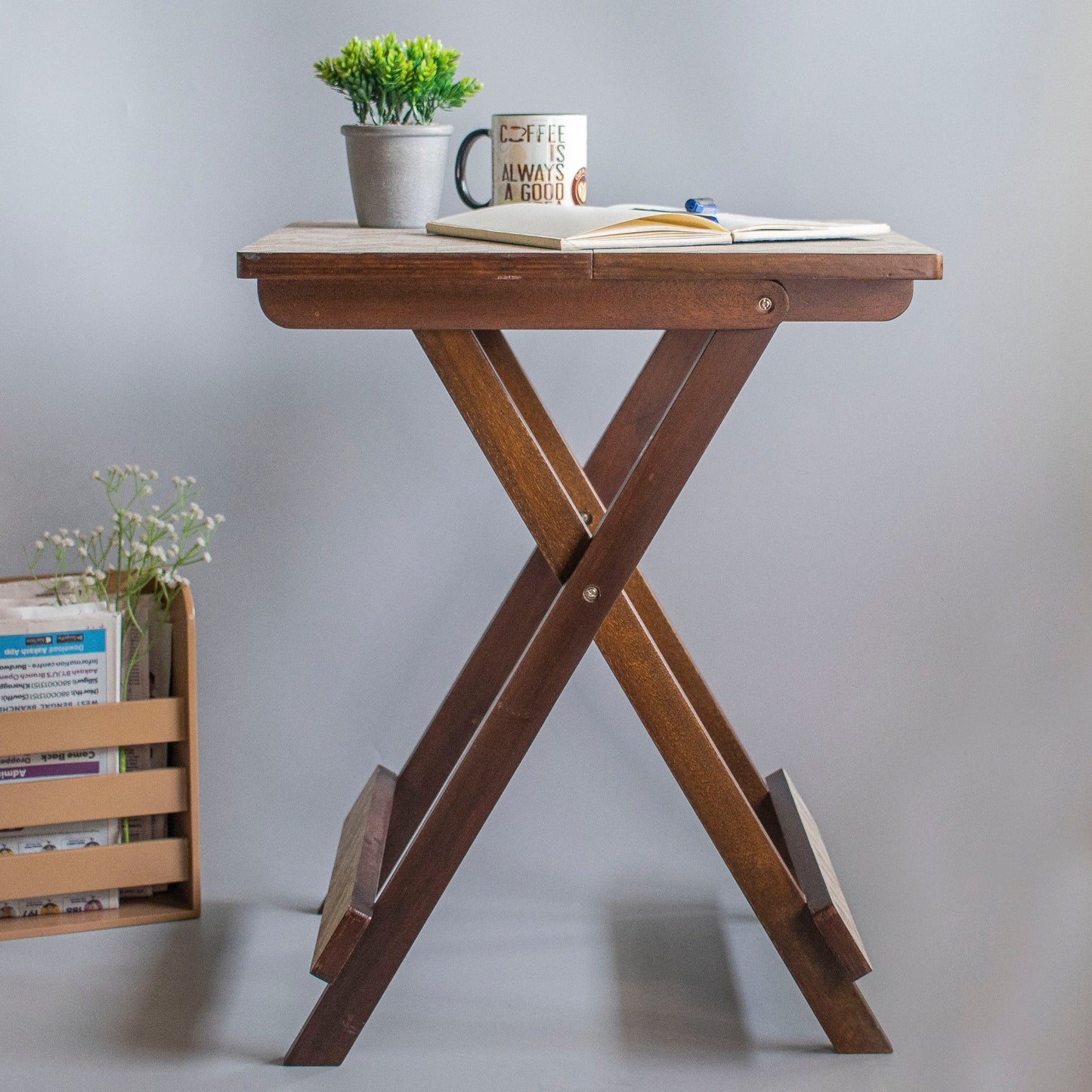 Kashmiri : Wooden Fodable Tables With Textured Finish - Ebony WoodcraftsFolding Tables, Side Tables, End Table