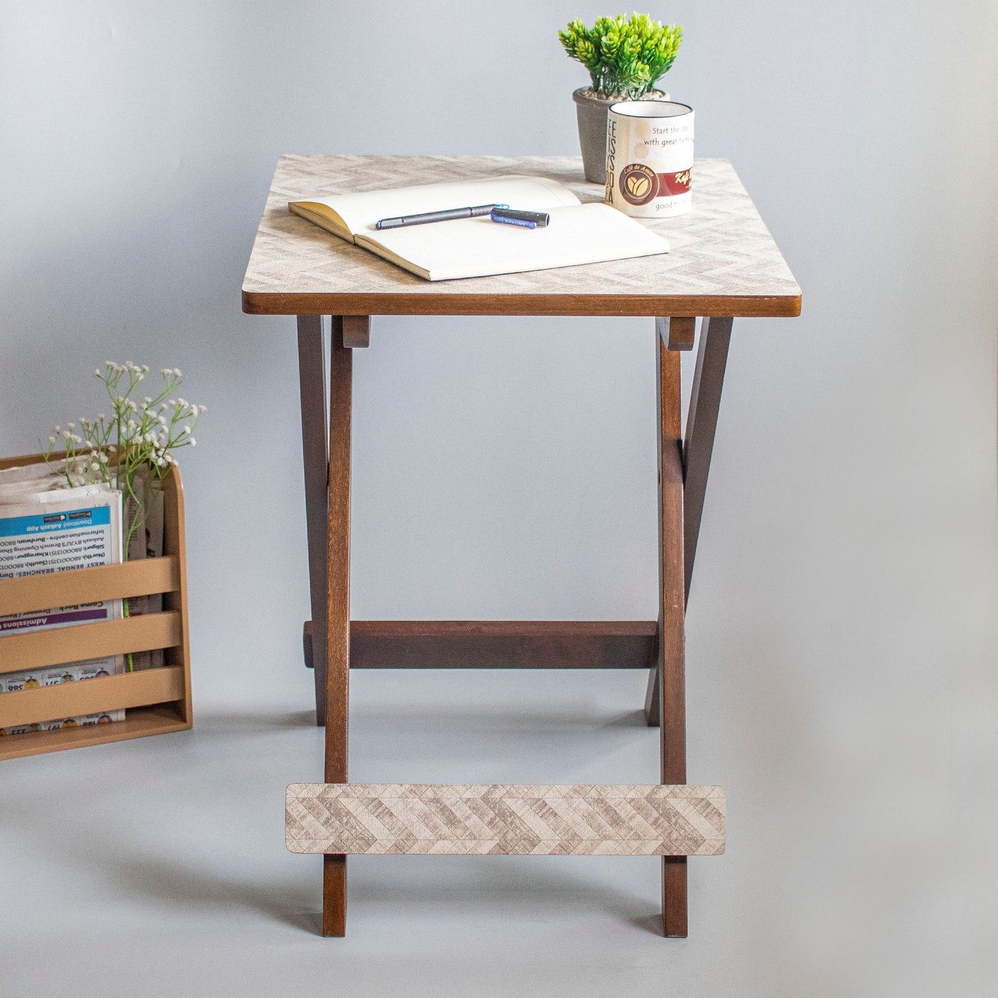 Kashmiri : Wooden Fodable Tables With Textured Finish - Ebony WoodcraftsFolding Tables, Side Tables, End Table