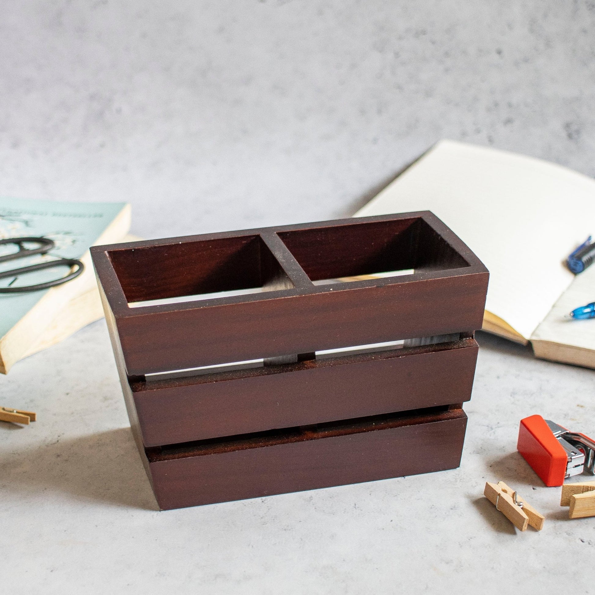 Wooden Pen Stand and Stationary Holder - Ebony WoodcraftsNapkin Holders & Dispensers