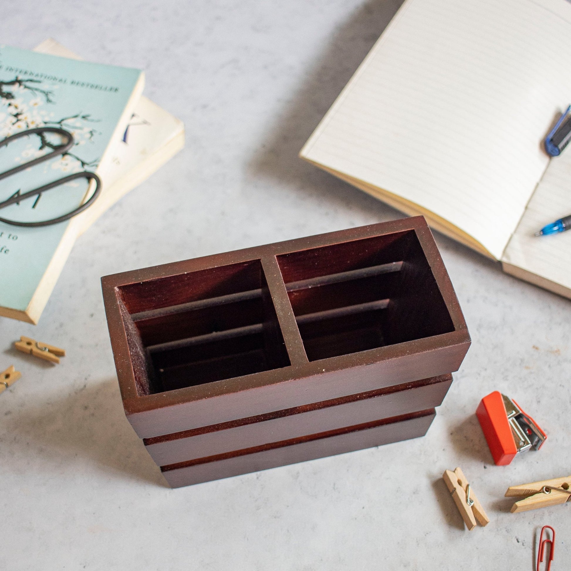 Wooden Pen Stand and Stationary Holder - Ebony WoodcraftsNapkin Holders & Dispensers