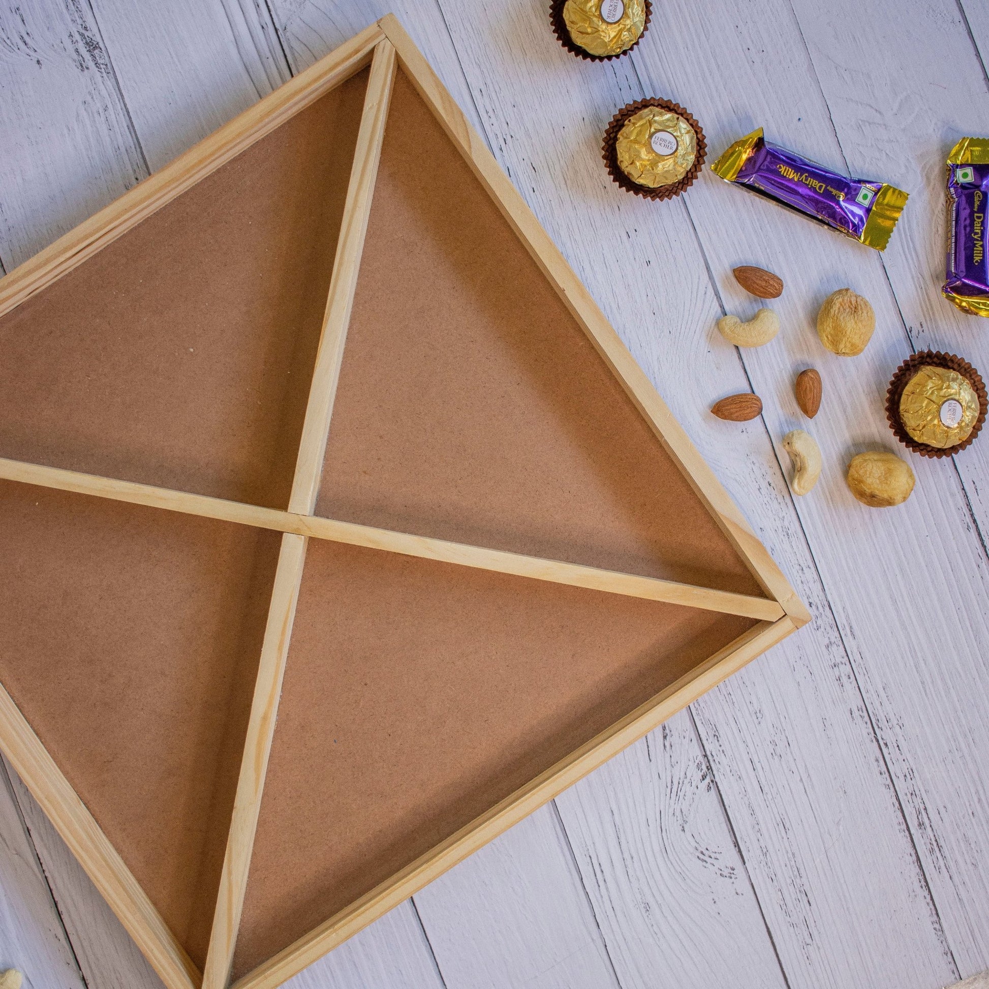 Wooden Tray For Mewa Gifting (4 Partition) - Ebony WoodcraftsMewa & Confectionery Tray