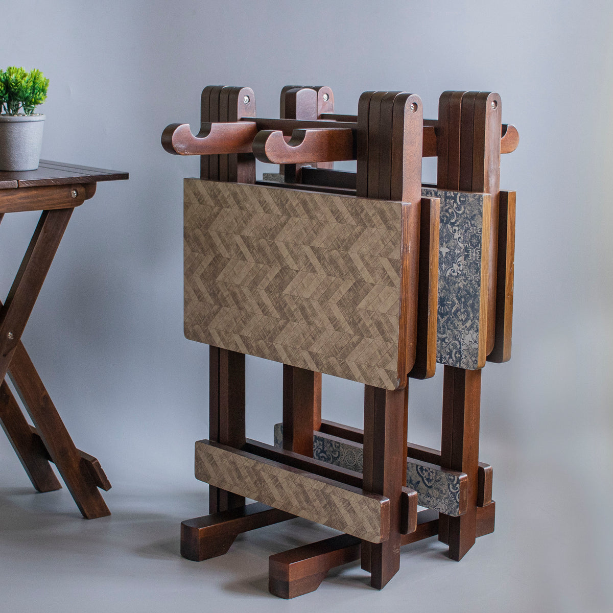 Folding Table Stands | Set of Four Tables – Ebony Woodcrafts
