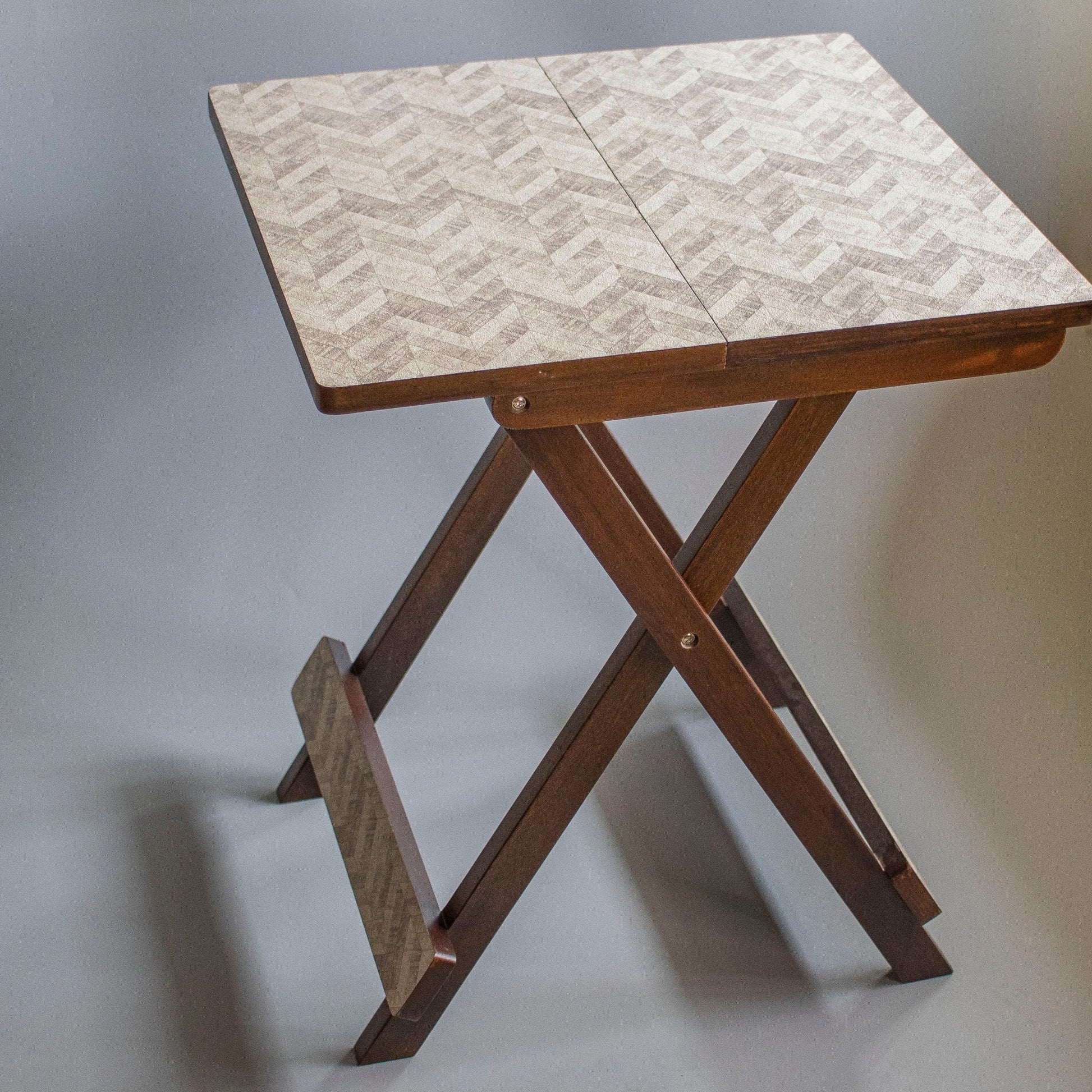 Kashmiri : Wooden Fodable Tables With Textured Finish - Ebony WoodcraftsFolding Tables, Side Tables, End Table