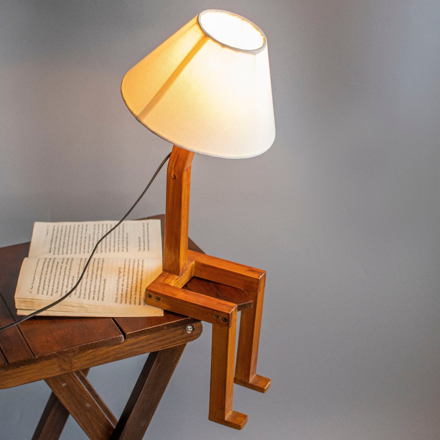 The RoboMan : Wooden Table Lamps - Ebony WoodcraftsLampshades