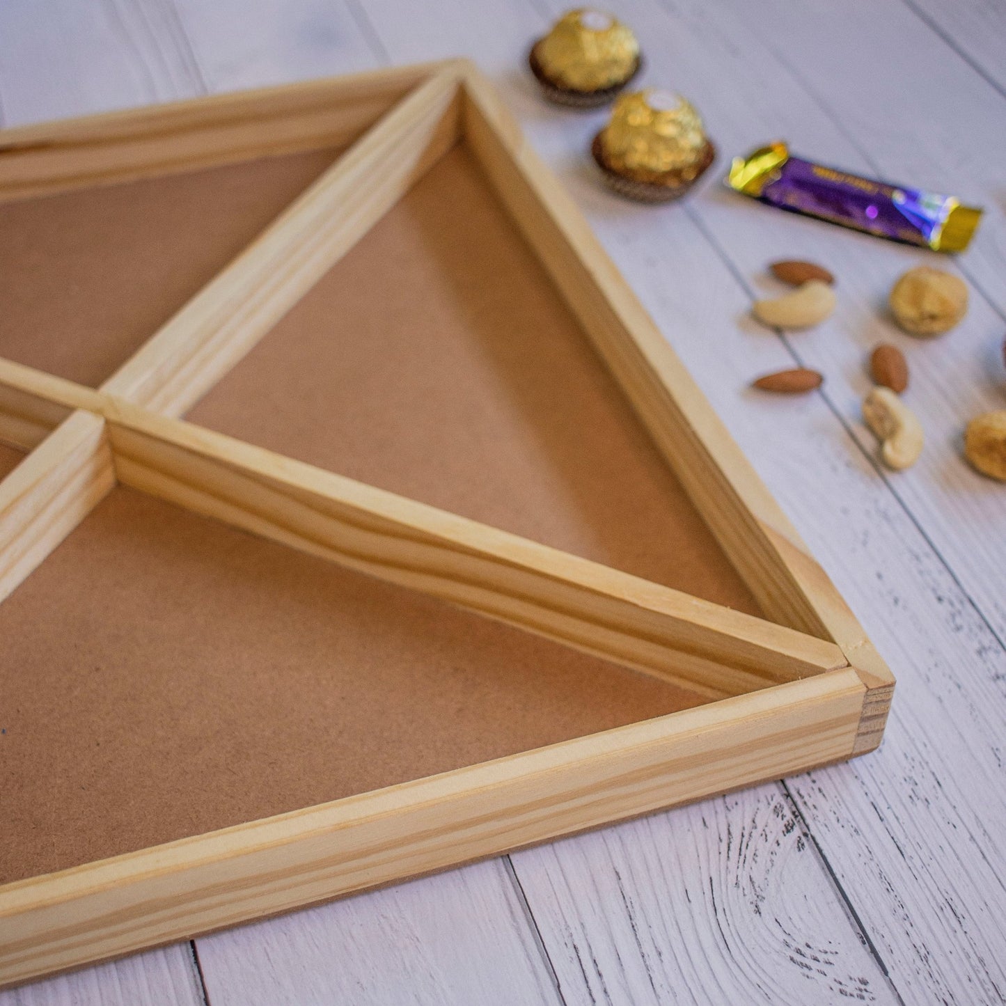 Wooden Tray For Mewa Gifting (4 Partition) - Ebony WoodcraftsMewa & Confectionery Tray